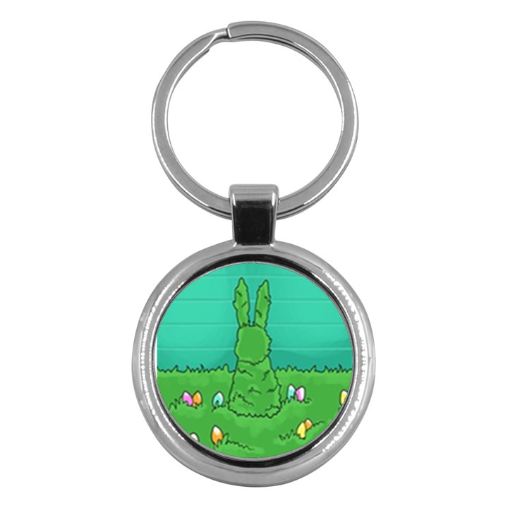 Rabbit Easter Green Blue Egg Key Chains (Round) 