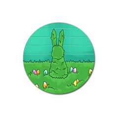 Rabbit Easter Green Blue Egg Magnet 3  (round) by Mariart