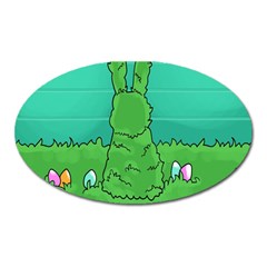 Rabbit Easter Green Blue Egg Oval Magnet by Mariart