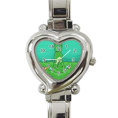 Rabbit Easter Green Blue Egg Heart Italian Charm Watch by Mariart