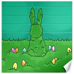 Rabbit Easter Green Blue Egg Canvas 16  X 16   by Mariart