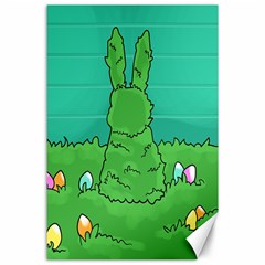 Rabbit Easter Green Blue Egg Canvas 24  X 36  by Mariart