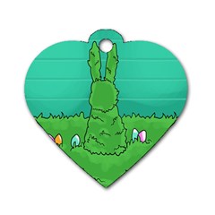 Rabbit Easter Green Blue Egg Dog Tag Heart (two Sides) by Mariart