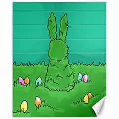 Rabbit Easter Green Blue Egg Canvas 11  X 14  