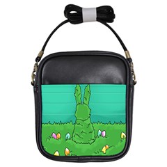 Rabbit Easter Green Blue Egg Girls Sling Bags by Mariart