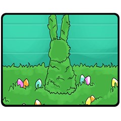 Rabbit Easter Green Blue Egg Fleece Blanket (medium)  by Mariart