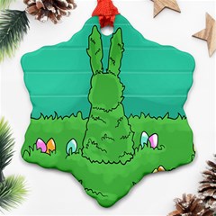 Rabbit Easter Green Blue Egg Snowflake Ornament (two Sides) by Mariart