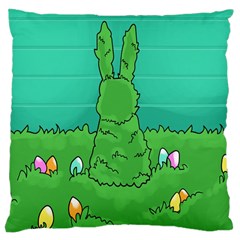 Rabbit Easter Green Blue Egg Large Cushion Case (two Sides) by Mariart