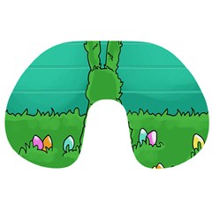 Rabbit Easter Green Blue Egg Travel Neck Pillows by Mariart