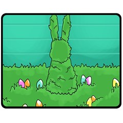 Rabbit Easter Green Blue Egg Double Sided Fleece Blanket (medium)  by Mariart