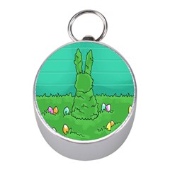 Rabbit Easter Green Blue Egg Mini Silver Compasses by Mariart