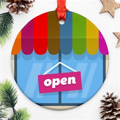 Store Open Color Rainbow Glass Orange Red Blue Brown Green Pink Ornament (round) by Mariart