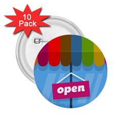 Store Open Color Rainbow Glass Orange Red Blue Brown Green Pink 2 25  Buttons (10 Pack)  by Mariart