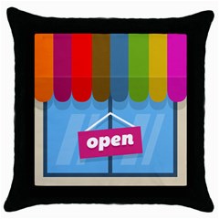 Store Open Color Rainbow Glass Orange Red Blue Brown Green Pink Throw Pillow Case (black) by Mariart