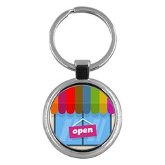 Store Open Color Rainbow Glass Orange Red Blue Brown Green Pink Key Chains (round)  by Mariart