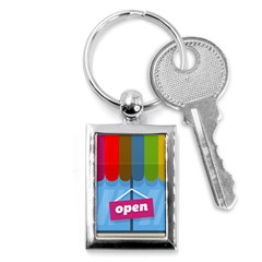 Store Open Color Rainbow Glass Orange Red Blue Brown Green Pink Key Chains (rectangle)  by Mariart