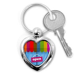 Store Open Color Rainbow Glass Orange Red Blue Brown Green Pink Key Chains (heart)  by Mariart