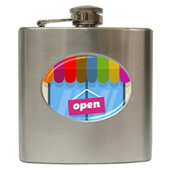 Store Open Color Rainbow Glass Orange Red Blue Brown Green Pink Hip Flask (6 Oz) by Mariart