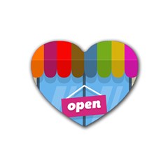 Store Open Color Rainbow Glass Orange Red Blue Brown Green Pink Rubber Coaster (heart)  by Mariart