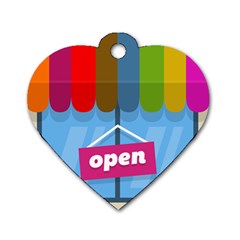 Store Open Color Rainbow Glass Orange Red Blue Brown Green Pink Dog Tag Heart (two Sides) by Mariart