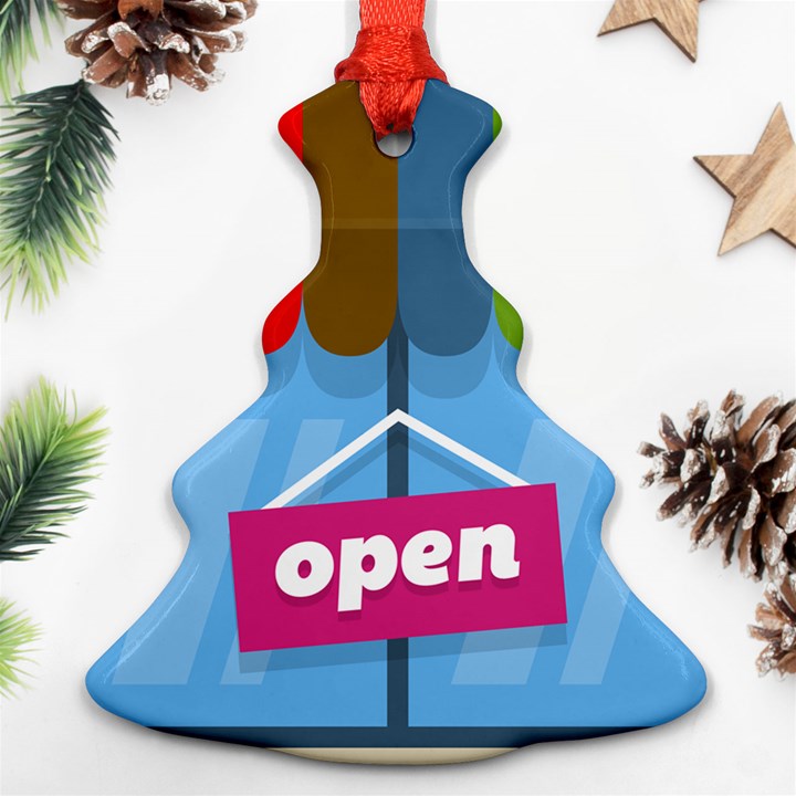 Store Open Color Rainbow Glass Orange Red Blue Brown Green Pink Ornament (Christmas Tree) 