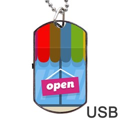 Store Open Color Rainbow Glass Orange Red Blue Brown Green Pink Dog Tag Usb Flash (one Side) by Mariart