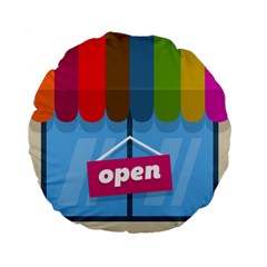 Store Open Color Rainbow Glass Orange Red Blue Brown Green Pink Standard 15  Premium Flano Round Cushions by Mariart