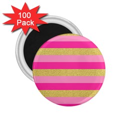 Pink Line Gold Red Horizontal 2 25  Magnets (100 Pack)  by Mariart