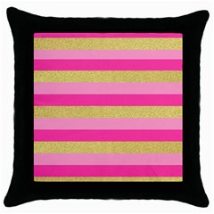 Pink Line Gold Red Horizontal Throw Pillow Case (black)