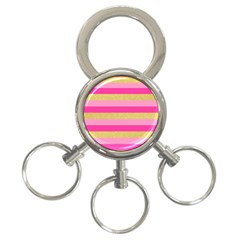 Pink Line Gold Red Horizontal 3-ring Key Chains