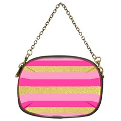 Pink Line Gold Red Horizontal Chain Purses (two Sides)  by Mariart