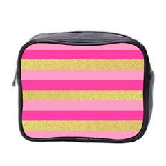 Pink Line Gold Red Horizontal Mini Toiletries Bag 2-side by Mariart