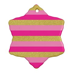 Pink Line Gold Red Horizontal Ornament (snowflake) by Mariart