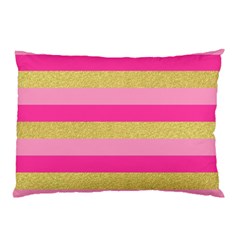 Pink Line Gold Red Horizontal Pillow Case (two Sides) by Mariart