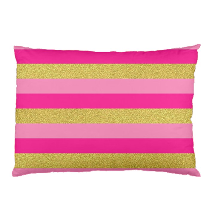 Pink Line Gold Red Horizontal Pillow Case (Two Sides)