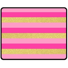 Pink Line Gold Red Horizontal Double Sided Fleece Blanket (medium)  by Mariart