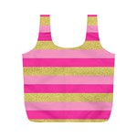 Pink Line Gold Red Horizontal Full Print Recycle Bags (M)  Front