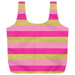 Pink Line Gold Red Horizontal Full Print Recycle Bags (L)  Back