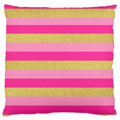 Pink Line Gold Red Horizontal Standard Flano Cushion Case (one Side) by Mariart