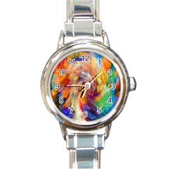 Rainbow Color Splash Round Italian Charm Watch by Mariart