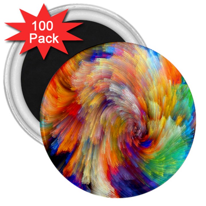 Rainbow Color Splash 3  Magnets (100 pack)