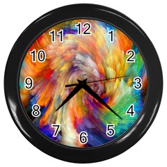 Rainbow Color Splash Wall Clocks (black) by Mariart