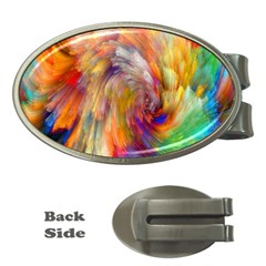 Rainbow Color Splash Money Clips (oval)  by Mariart