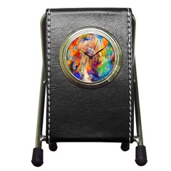 Rainbow Color Splash Pen Holder Desk Clocks by Mariart