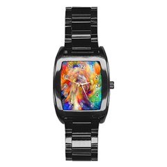 Rainbow Color Splash Stainless Steel Barrel Watch by Mariart