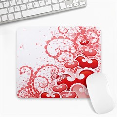 Love Heart Butterfly Pink Leaf Flower Large Mousepads by Mariart