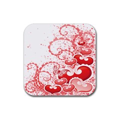 Love Heart Butterfly Pink Leaf Flower Rubber Coaster (square)  by Mariart