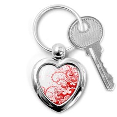 Love Heart Butterfly Pink Leaf Flower Key Chains (heart)  by Mariart