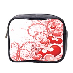 Love Heart Butterfly Pink Leaf Flower Mini Toiletries Bag 2-side by Mariart