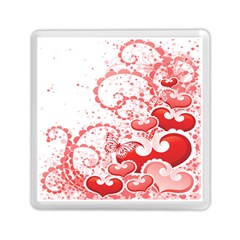 Love Heart Butterfly Pink Leaf Flower Memory Card Reader (square)  by Mariart